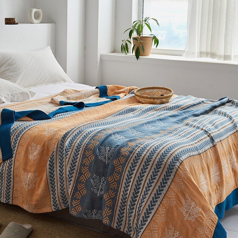 Plaid en coton à motif floral, couverture douce pour lit et canapé, confort quatre saisons, plaid décoratif pour la maison | Sansoti