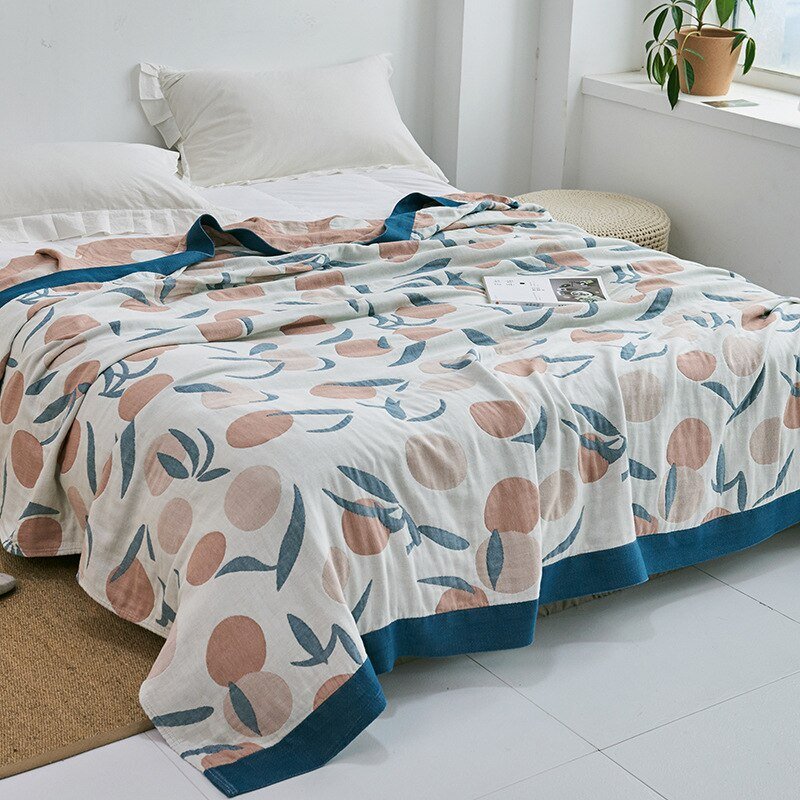 Plaid en coton à motif floral, couverture douce pour lit et canapé, confort quatre saisons, plaid décoratif pour la maison | Sansoti