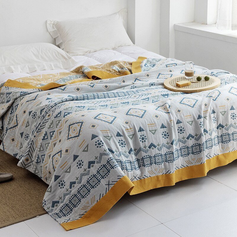 Plaid en coton à motif floral, couverture douce pour lit et canapé, confort quatre saisons, plaid décoratif pour la maison | Sansoti