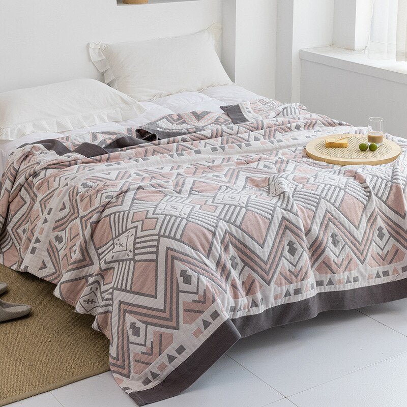 Plaid en coton à motif floral, couverture douce pour lit et canapé, confort quatre saisons, plaid décoratif pour la maison | Sansoti