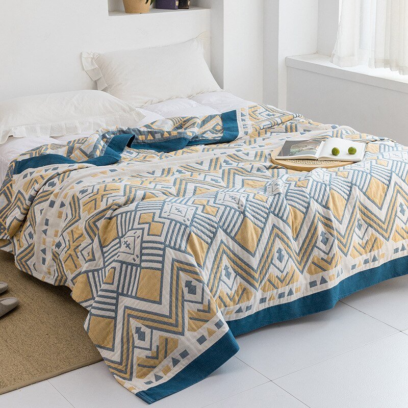 Plaid en coton à motif floral, couverture douce pour lit et canapé, confort quatre saisons, plaid décoratif pour la maison | Sansoti