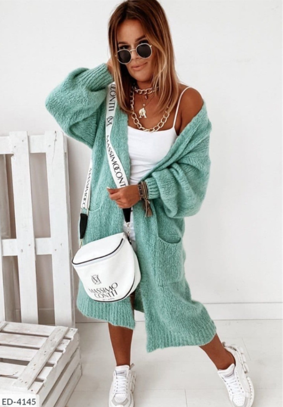 Knitted Long Cardigan with Pockets for Women Oversized Warm Comfortable Winter Autumn Cozy Loungewear | Sansoti