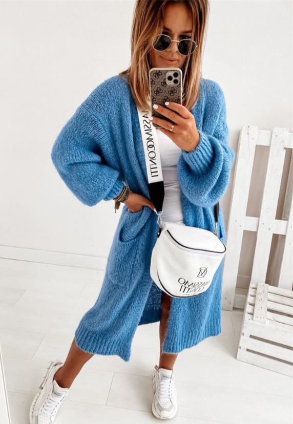 Knitted Long Cardigan with Pockets for Women Oversized Warm Comfortable Winter Autumn Cozy Loungewear | Sansoti
