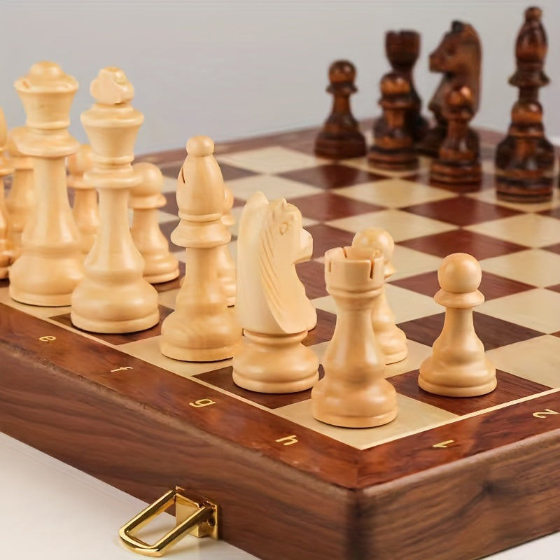 Schaakspel Massief Hout Opklapbaar Klassiek Strategiespel Handgemaakt Kwaliteitsbord 39x39 cm Premium | Sansoti