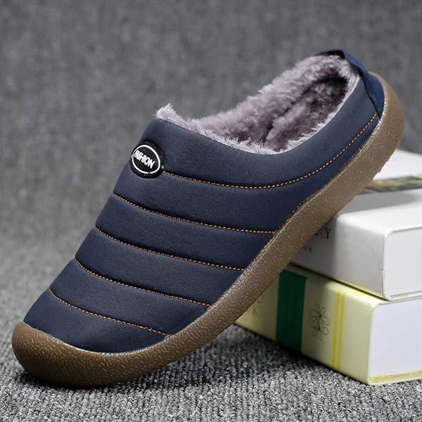 Gefütterte Herrenhausschuhe mit warmer Plüschfütterung, rutschfeste Schlupfschuhe, bequeme Winterschuhe für drinnen und draußen | Sansoti