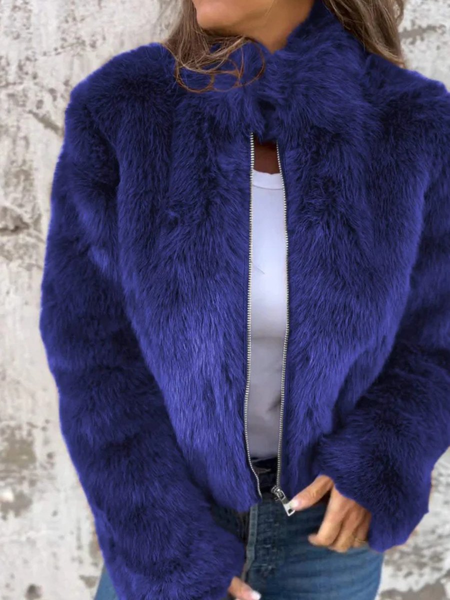 Gefütterte Damenjacke mit Reißverschluss Warme Winterjacke für Herbst und Winter Weiche Oversize-Jacke für Damen Bequem | Sansoti