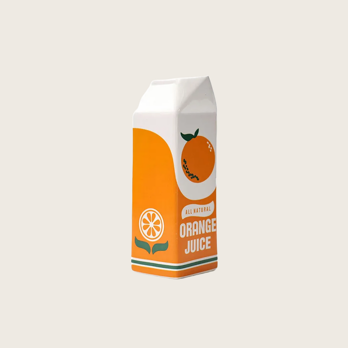 Glasflaschenvase mit Retro-Orangensaft-Design für einzelne Blumen und Trockenblumen im skandinavischen Stil | Sansoti