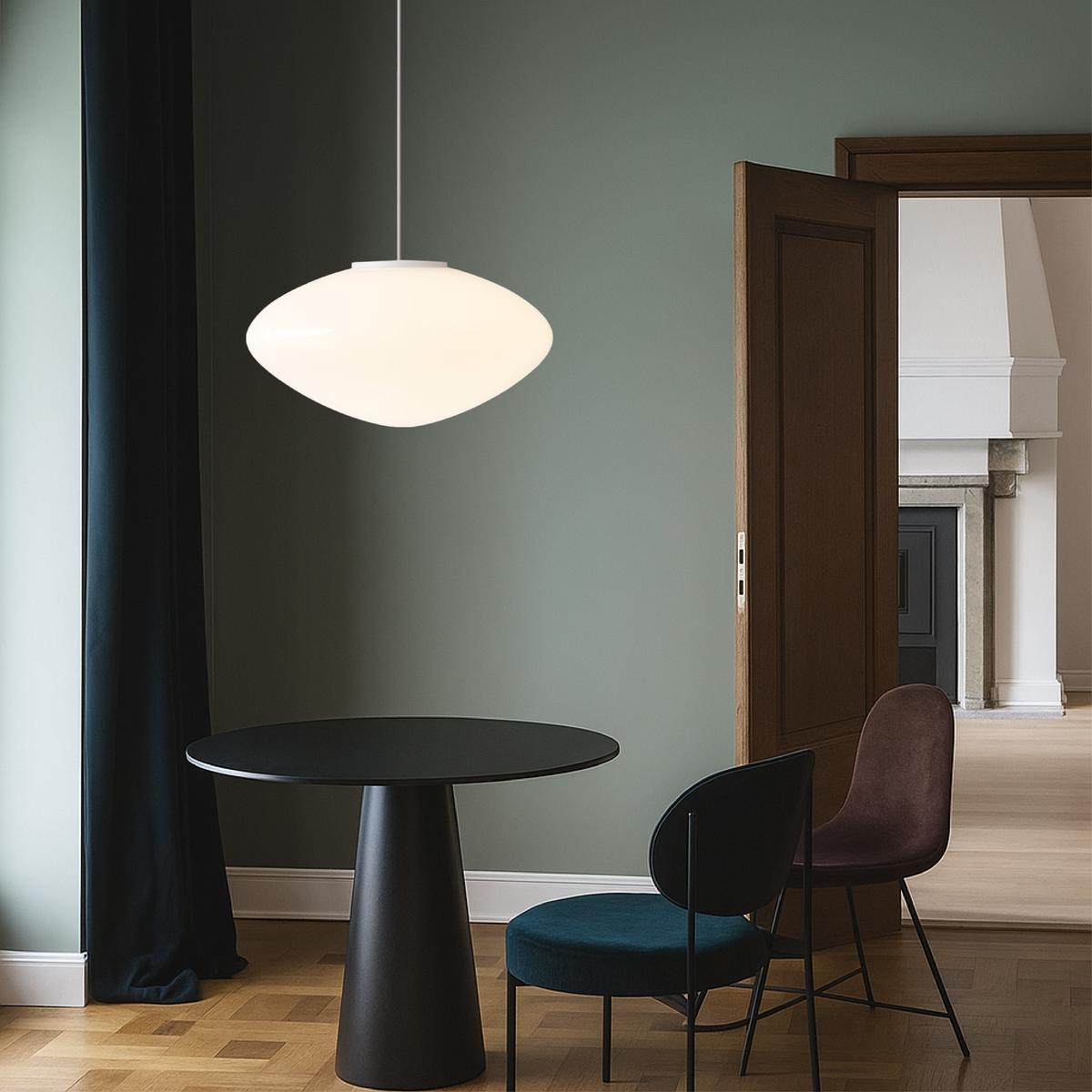 Suspension scandinave en métal et verre, douille E27, hauteur réglable, éclairage pour salle à manger, cuisine et salon | Sansoti
