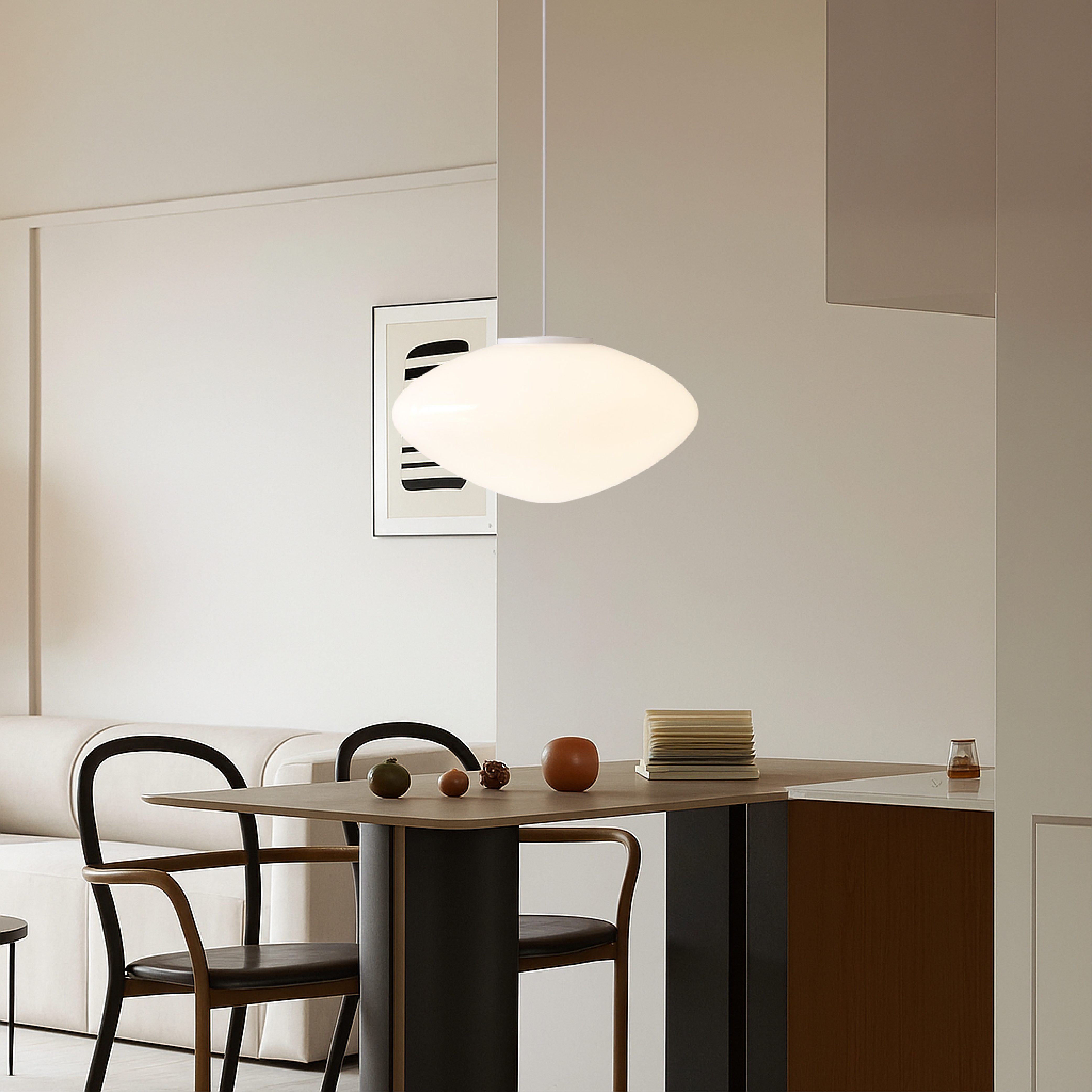 Suspension scandinave avec abat-jour en verre, métal, douille E27, éclairage de plafond au design moderne pour salle à manger et cuisine | Sansoti