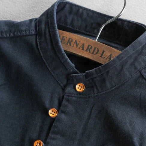 Japanese-inspired men's shirt, linen-cotton, elegant, casual or formal, long-sleeved, comfortable and soft for men | Sansoti