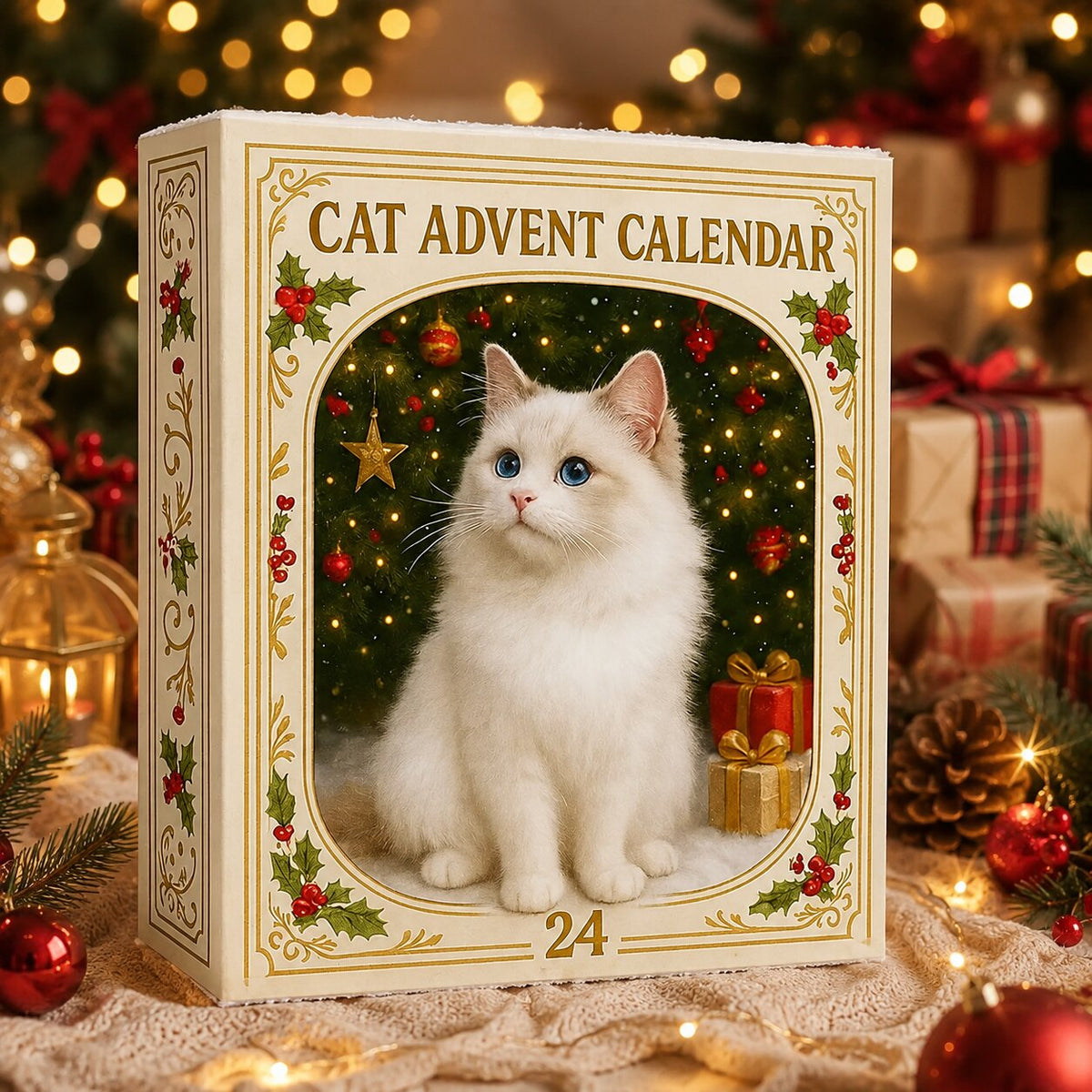 Calendrier de l'Avent pour amoureux des chats 2026 avec 24 surprises, motifs de Noël en plastique, fêtes de fin d'année, compte à rebours | Sansoti