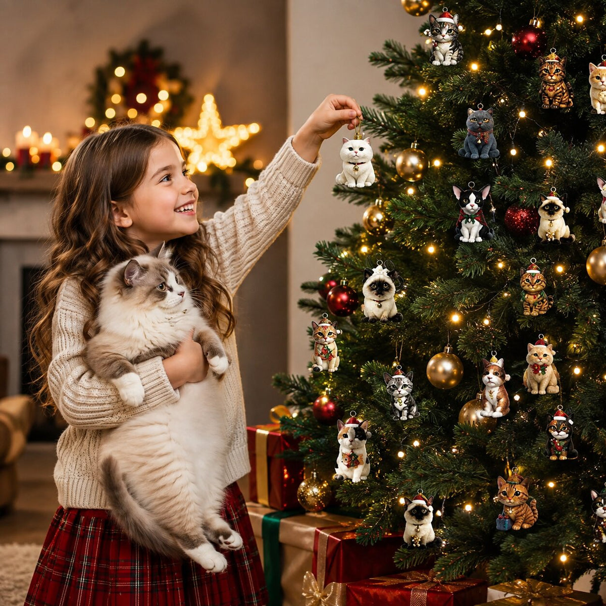 Calendrier de l'Avent pour amoureux des chats 2026 avec 24 surprises, motifs de Noël en plastique, fêtes de fin d'année, compte à rebours | Sansoti