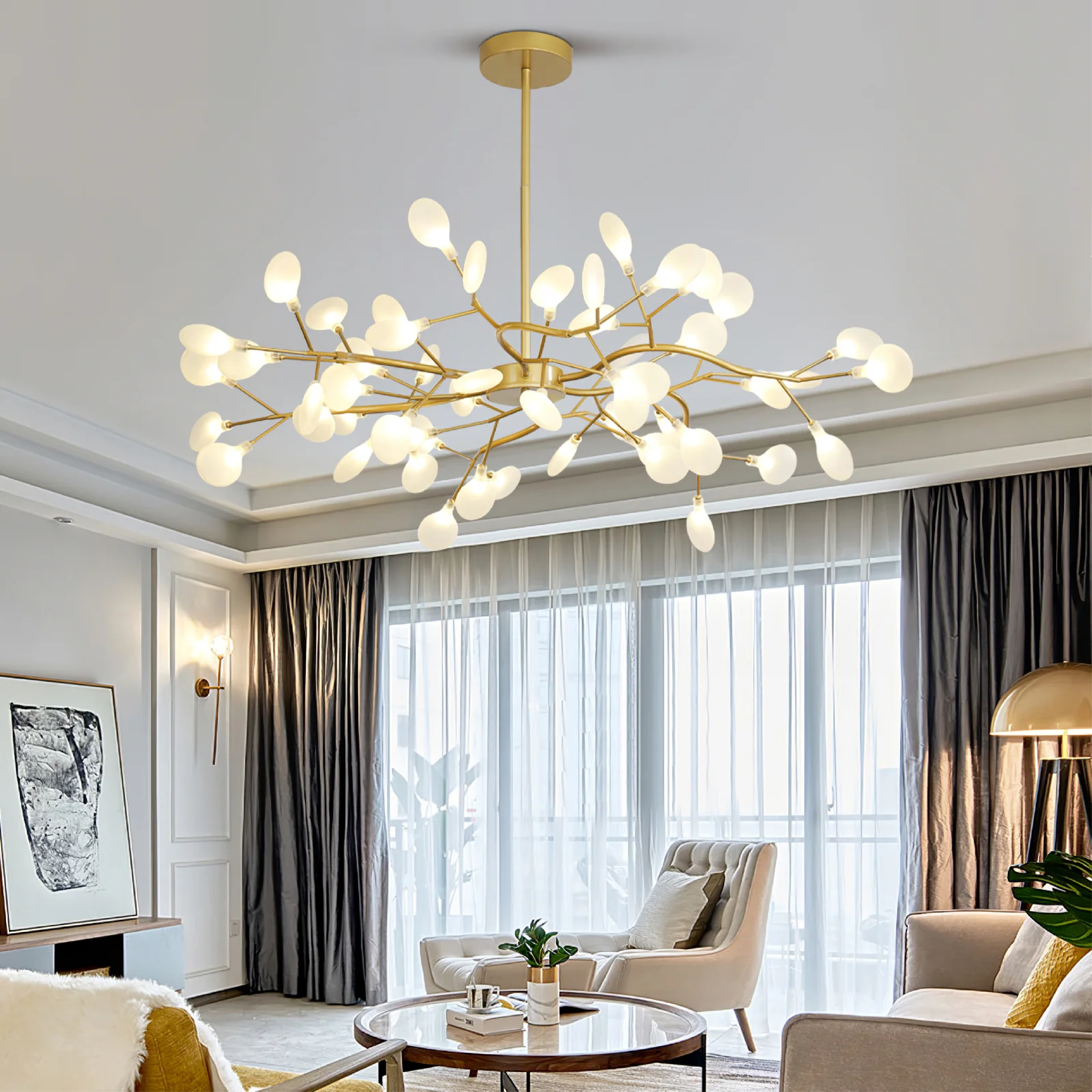 Firefly LED Kronleuchter G4 LED 3000K Schwarz/Weiß Esstisch Beleuchtung Modernes Design Deckenlampe Großer Raum | Restfield