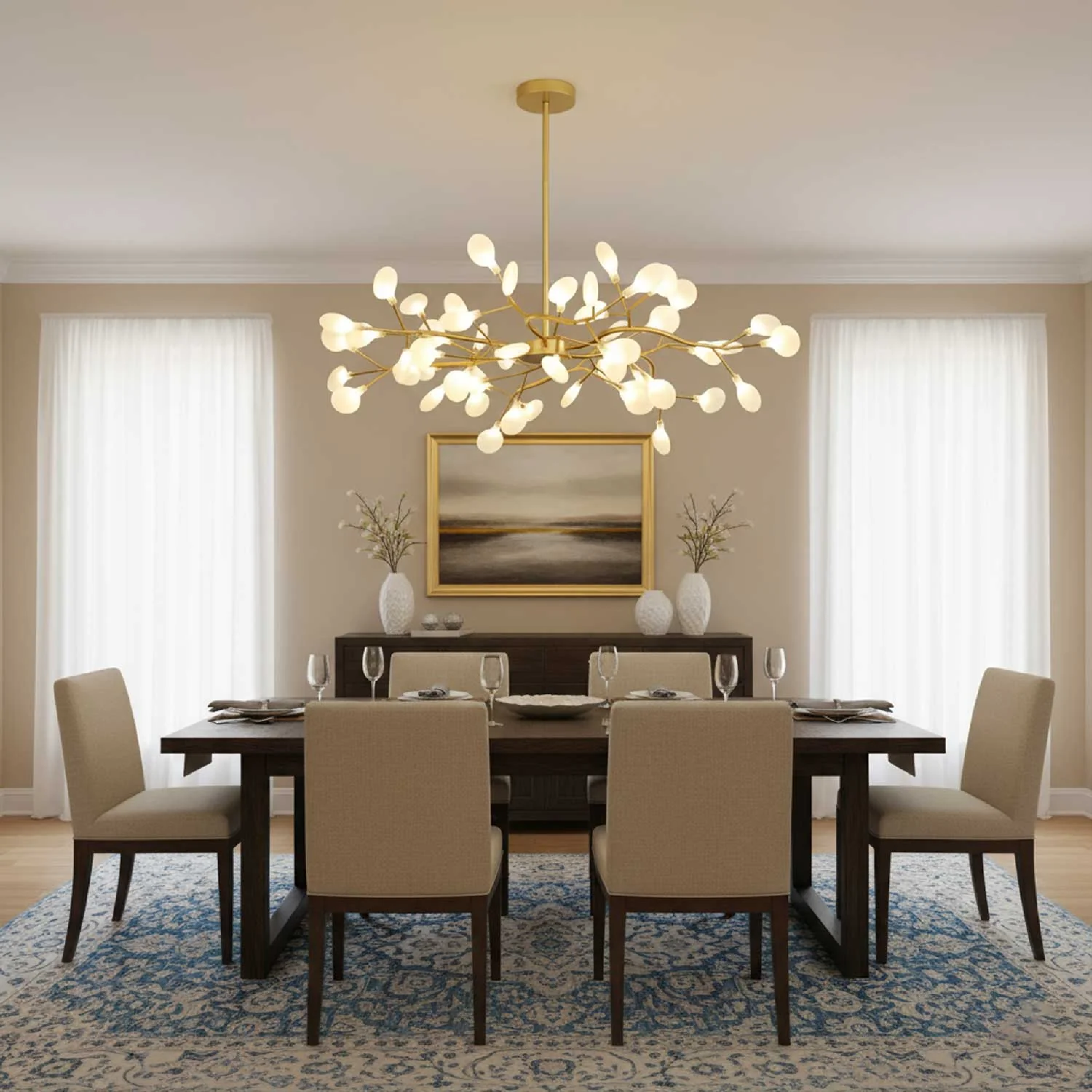 Firefly LED Kronleuchter G4 LED 3000K Schwarz/Weiß Esstisch Beleuchtung Modernes Design Deckenlampe Großer Raum | Restfield
