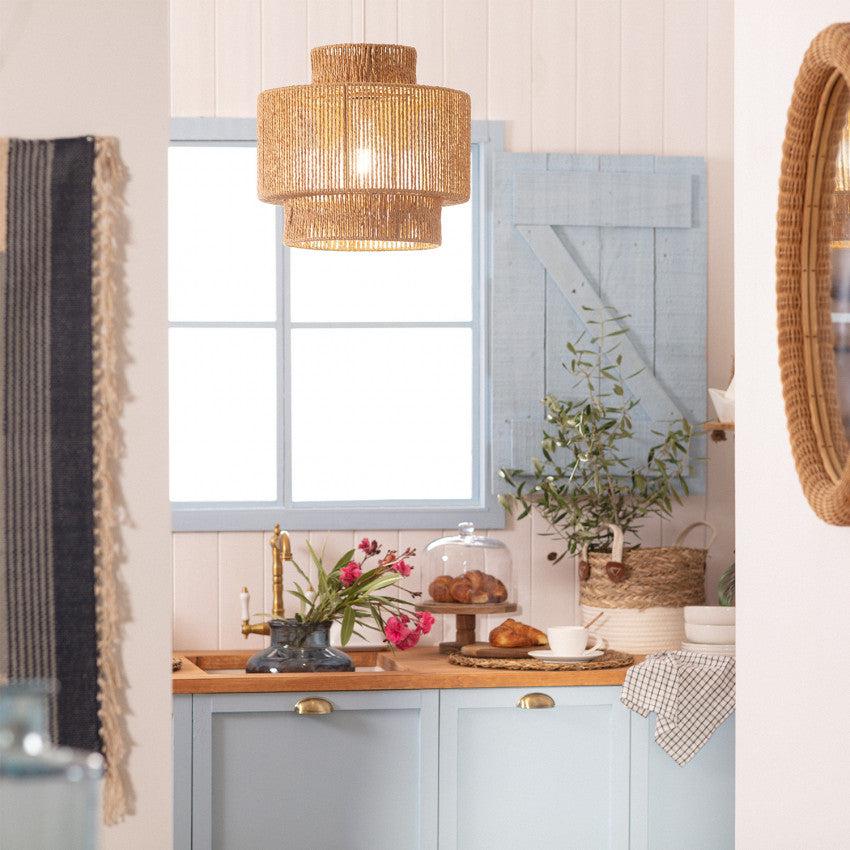 Suspension en Rotin Ø 40cm Tressée Raphia E27 Design Naturel | Restfield