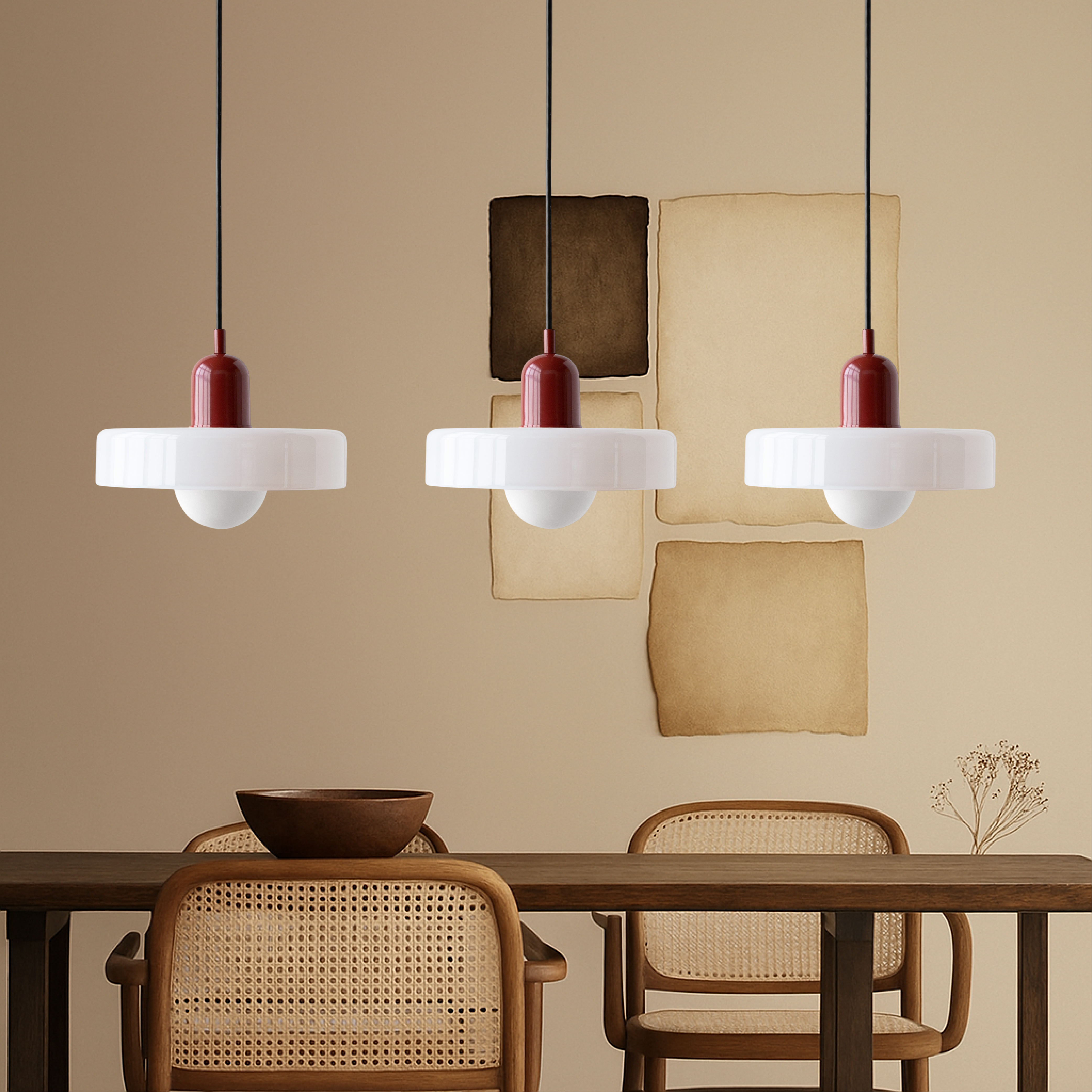 3-kops Bauhaus hanglamp glas G9 warm wit eetkamer verlichting modern design plafondlamp gekleurd glas | Sansoti