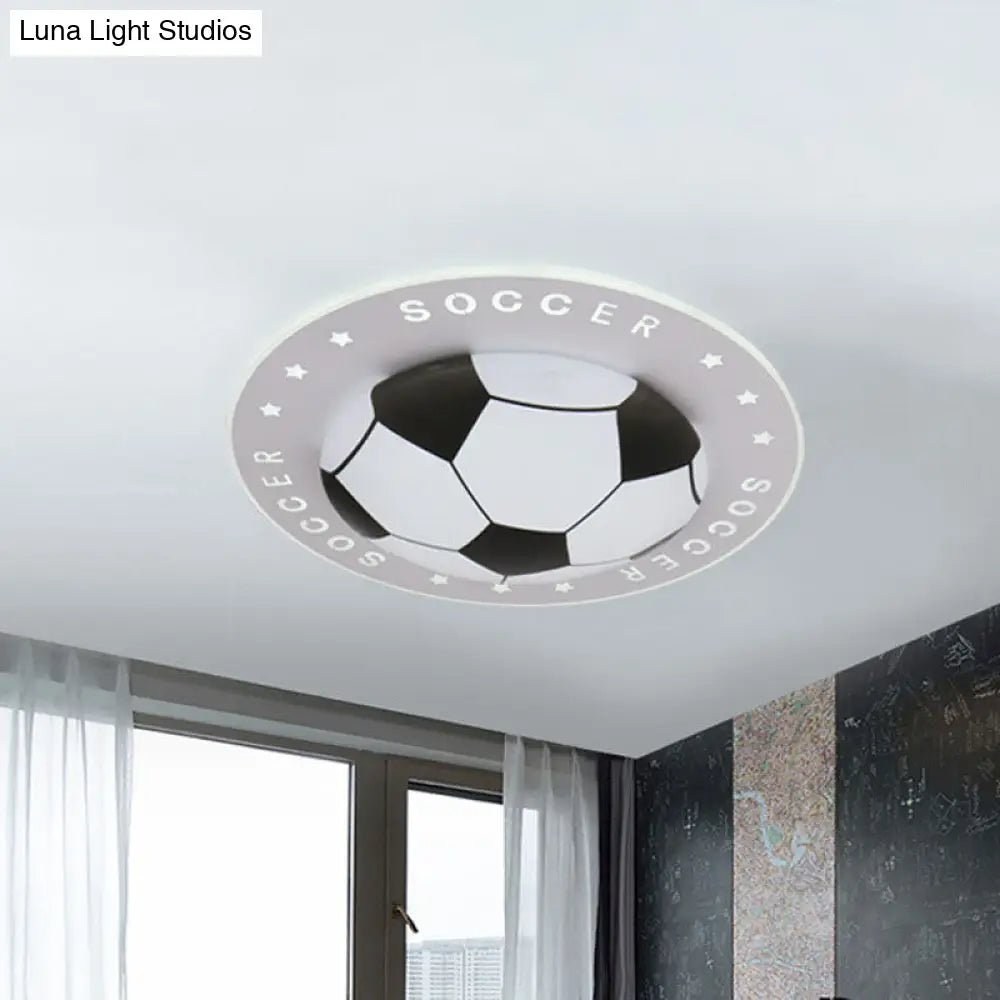 Plafonnier LED ballon de football chambre d’enfant 42 cm noir bleu acrylique spot de plafond éclairage sportif chambre de garçon | Sansoti
