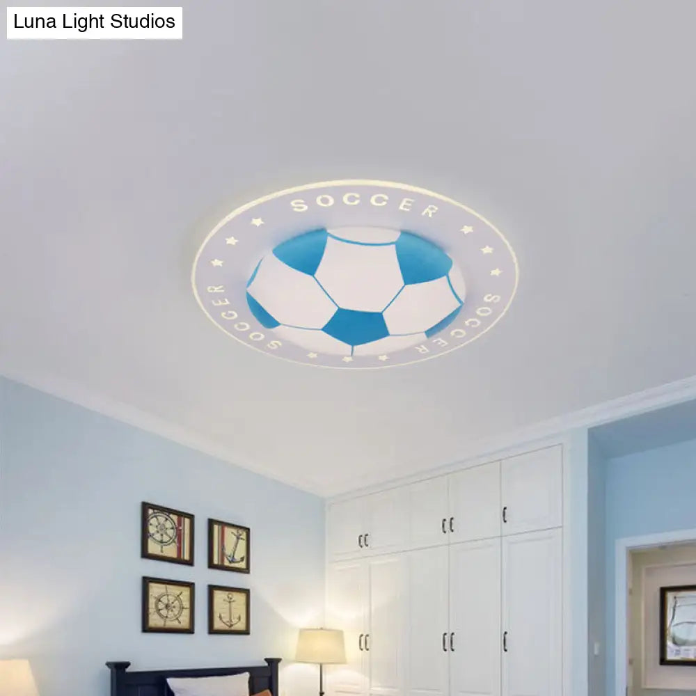 Plafonnier LED ballon de football chambre d’enfant 42 cm noir bleu acrylique spot de plafond éclairage sportif chambre de garçon | Sansoti