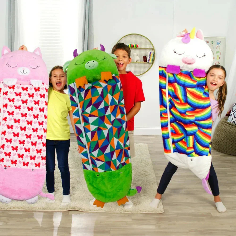 Pluche Knuffel Slaapzak 2-in-1 voor Kinderen Reizen Logeren Polyester 135-180cm Dierenmotieven Kamperen | Sansoti