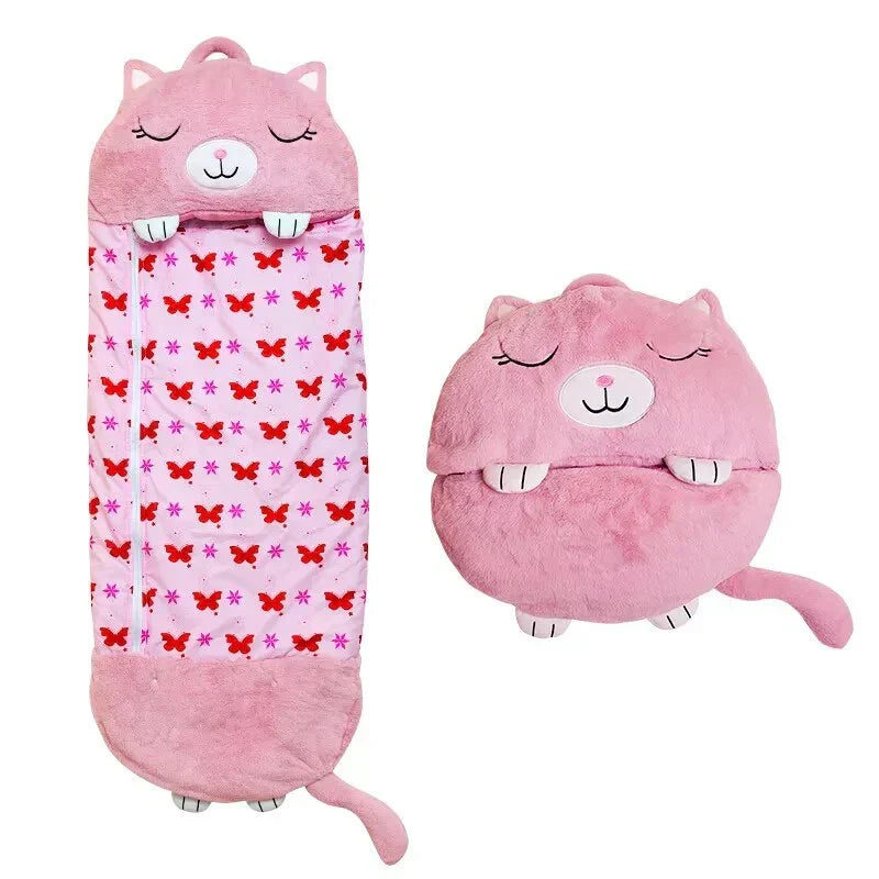Pluche Knuffel Slaapzak 2-in-1 voor Kinderen Reizen Logeren Polyester 135-180cm Dierenmotieven Kamperen | Sansoti