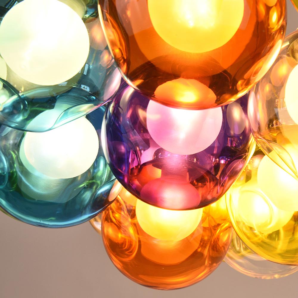 Moderne cluster hanglamp met multicolor glazen bollen – design kroonluchter met 12 19 25 of 50 lichtpunten | Sansoti