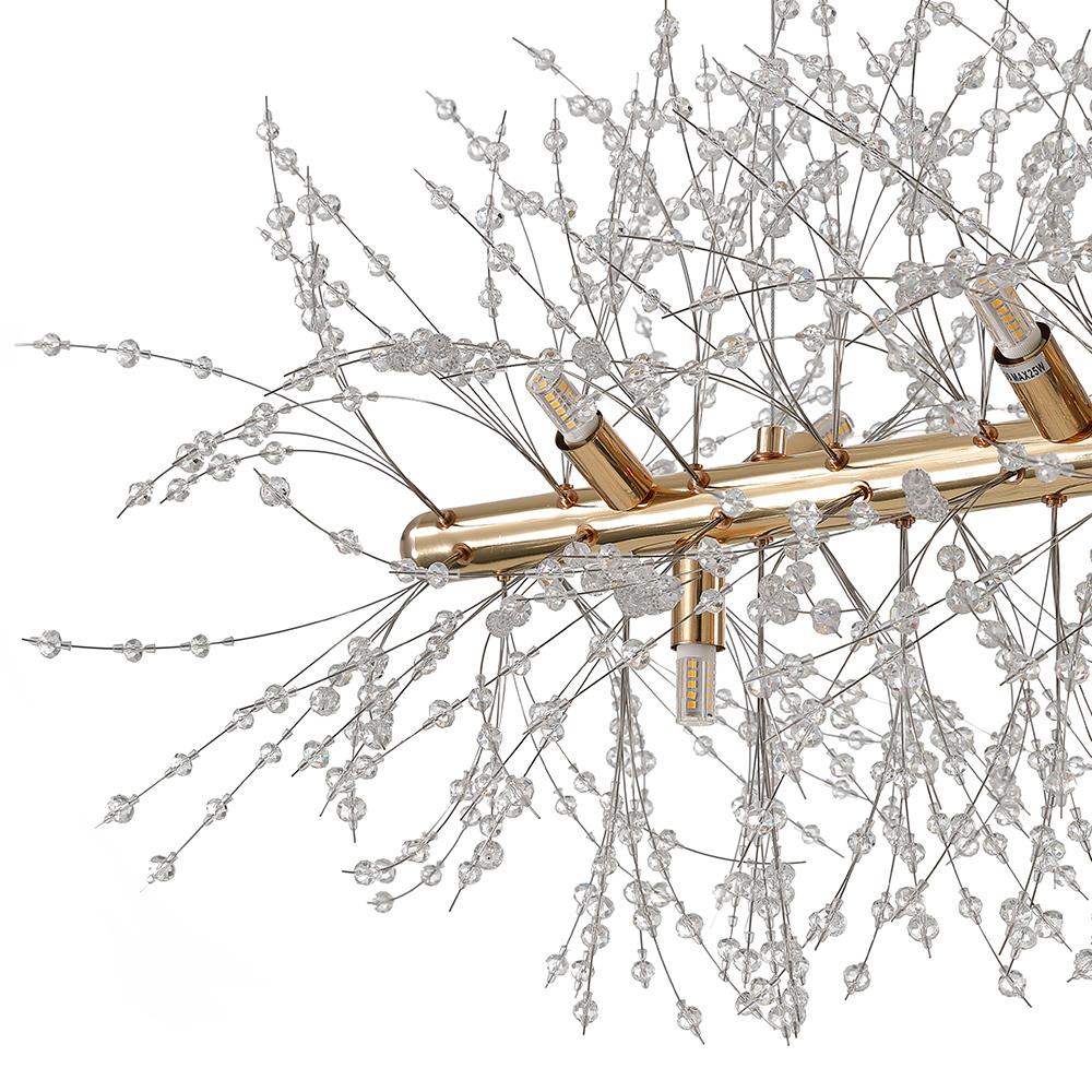 Luxuriöse lineare Kristall-Pendelleuchte mit 12 Lichtpunkten in Gold oder Chrom – moderne Inselbeleuchtung 92 cm | Restfield