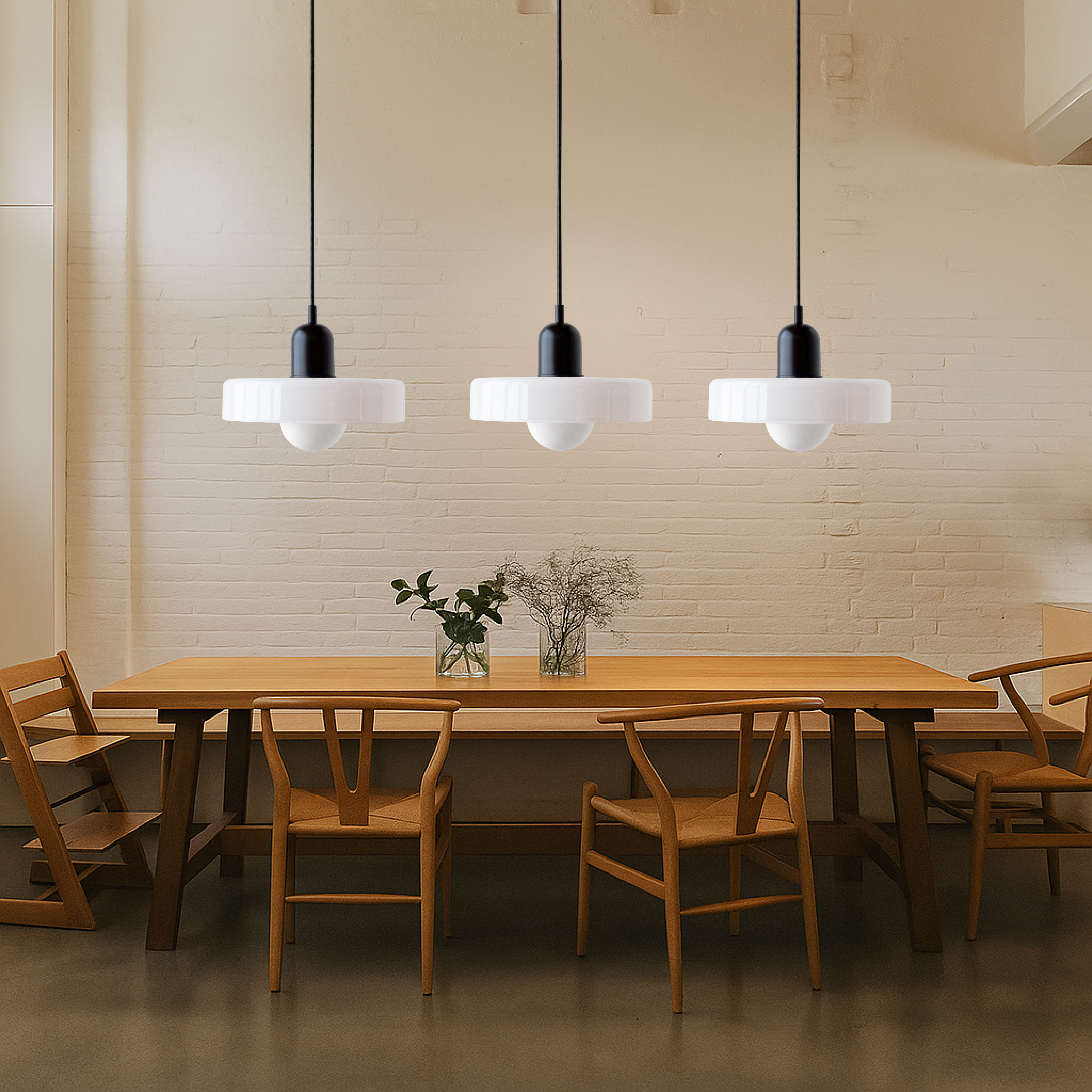 3-kops Bauhaus hanglamp glas G9 warm wit eetkamer verlichting modern design plafondlamp gekleurd glas | Sansoti