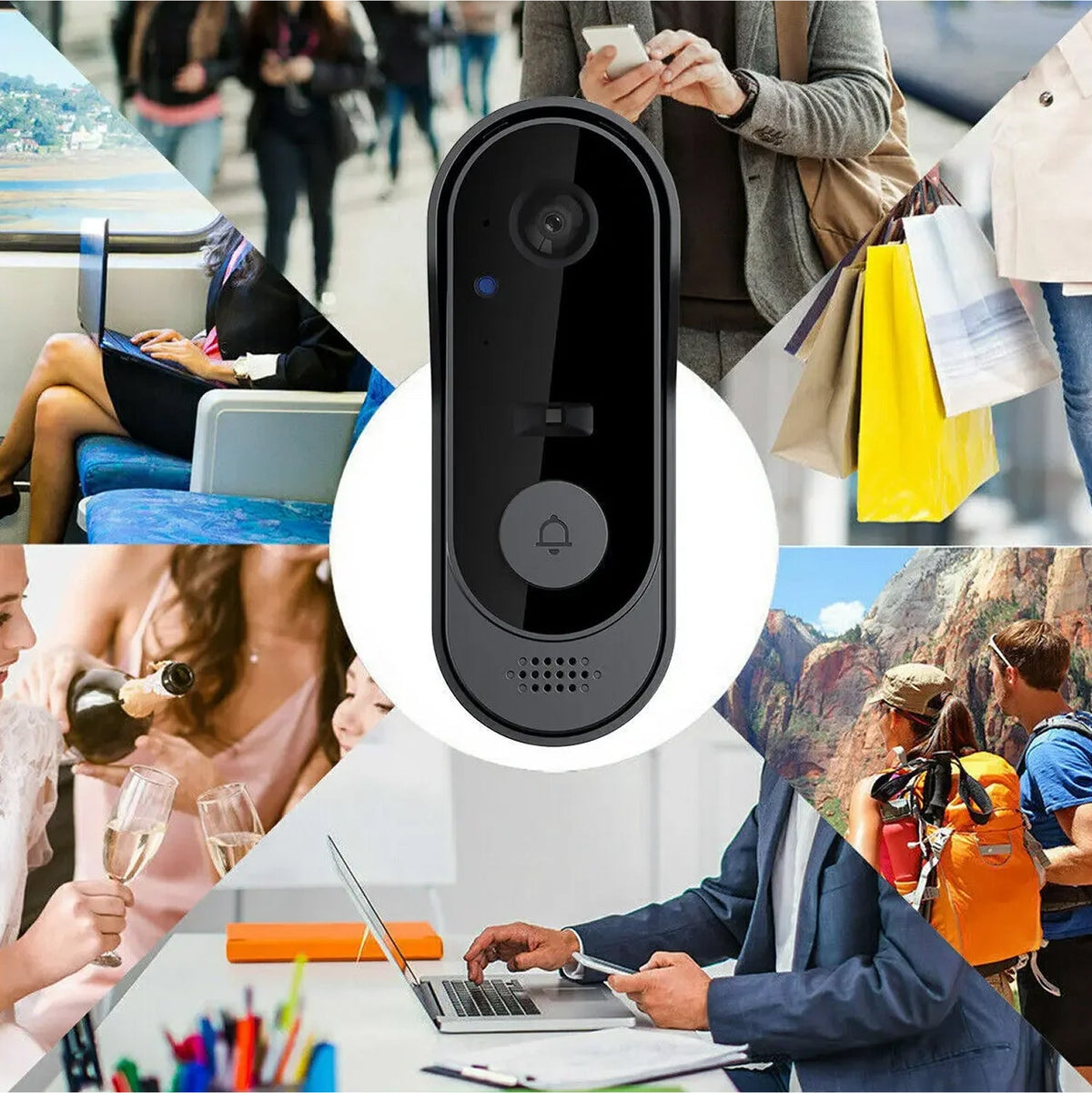 Draadloze Video Deurbel met HD Camera Nachtzicht Tweeweg Audio Weerbestendig IP65 Gratis Cloudopslag | Sansoti