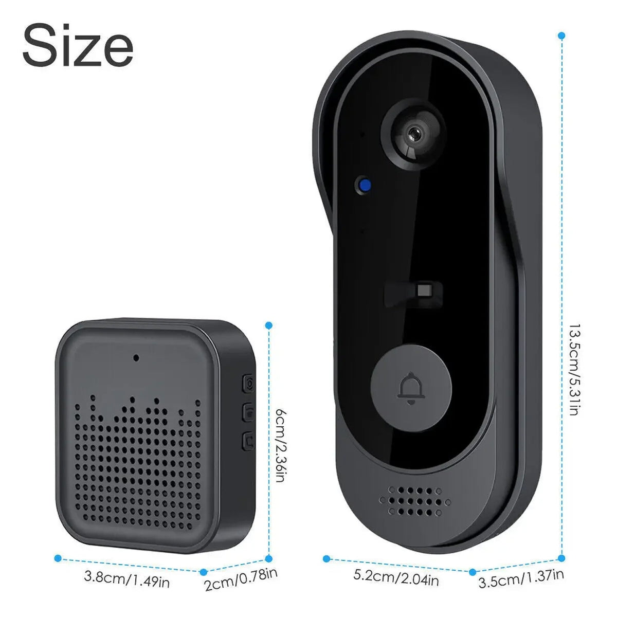Sonnette connectée sans fil avec caméra HD, vision nocturne, audio bidirectionnel, étanche et résistante aux intempéries, sécurité | Sansoti