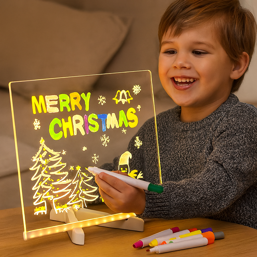 Verlicht LED Tekenbord voor Kinderen met Kleurrijke Markers en Herbruikbaar Oppervlak | Sansoti