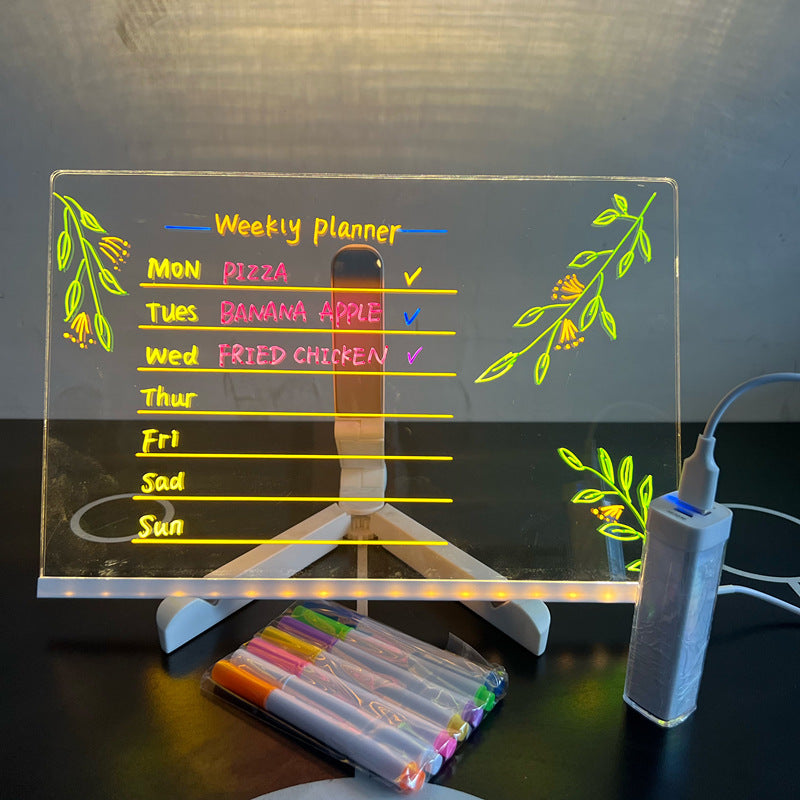 LED Schrijfbord Kinder Lichtgevend Tekenbord USB 20x20cm Met Markers | Sansoti