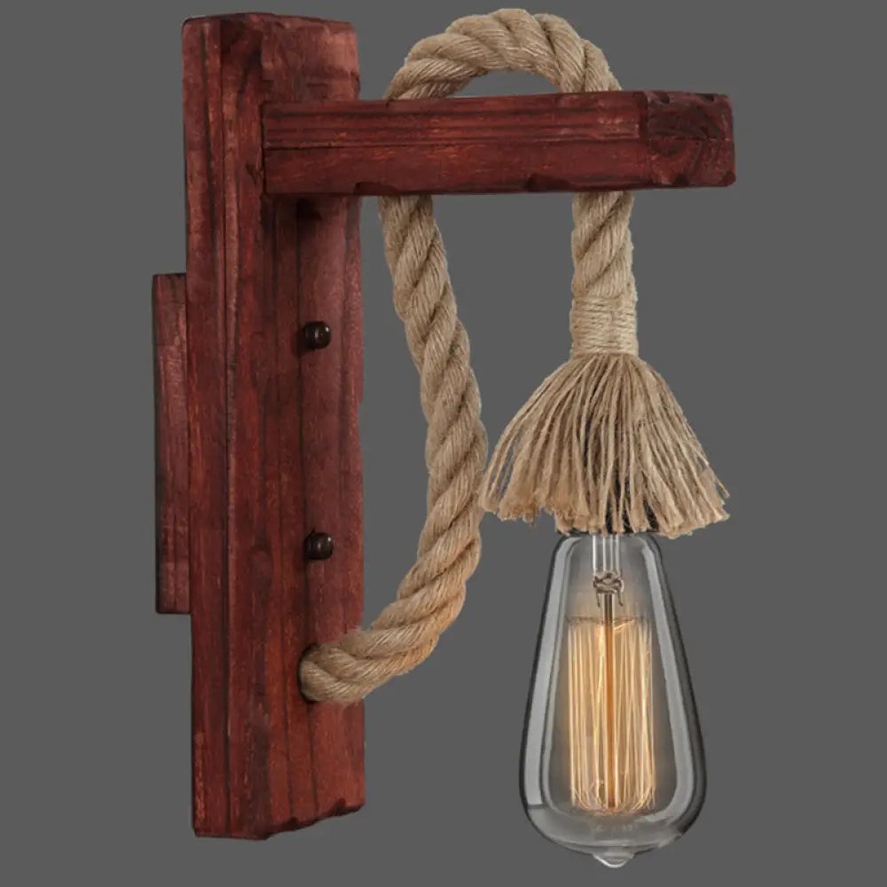Houten Wandlamp met Touwarm en Glazen Lantaarn – Scandinavische Sfeer voor Slaapkamer en Hal | Sansoti