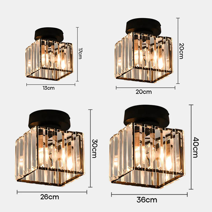 Kilon plafondlamp kristal kubus messing plafond hal woonkamer slaapkamer moderne verlichting compact | Sansoti