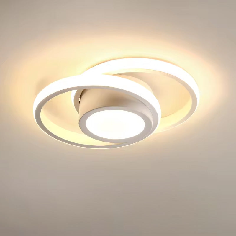 LED Plafondlamp Dubbele Ring Zwart Woonkamer Hal Moderne Plafondverlichting Minimalistisch Warm Licht | Sansoti