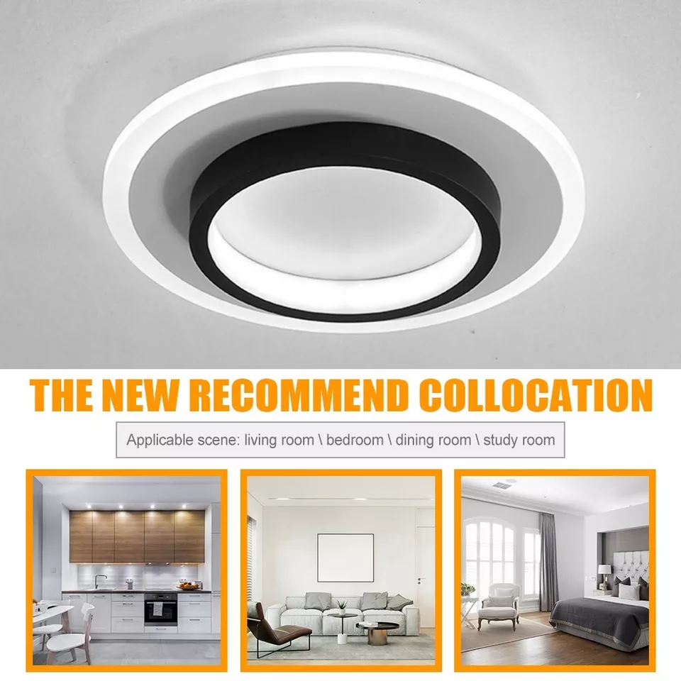 LED Deckenleuchte Rund 10W 20W Schwarz Weiß Schlafzimmer Flur Wohnzimmer Moderne Deckenbeleuchtung Niedrige Deckenlampe | Restfield