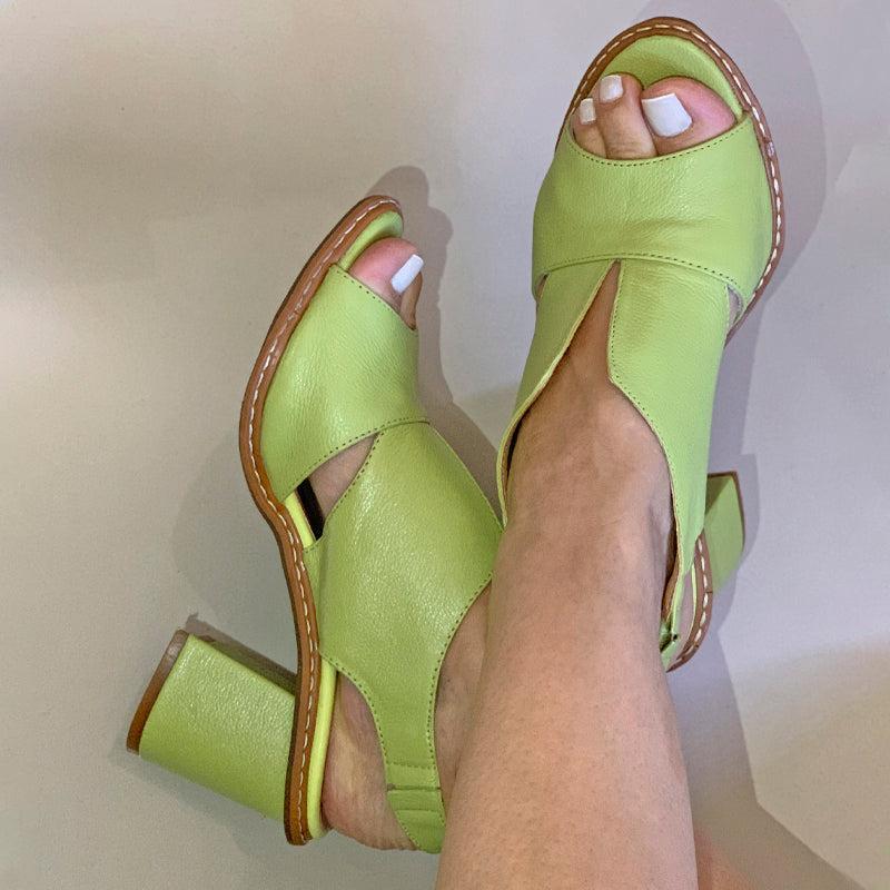 Dames Sandalen met Blokhak Open Teen Elegant Comfortabel Leer Bordeauxrood Zomerschoenen | Sansoti