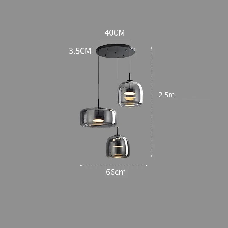 Suspension nordique verre LED cognac gris fumé Scandinave | Restfield