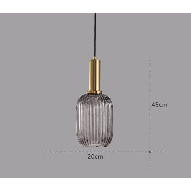 Suspension en verre côtelé Vintage 1 lumière Or E27 | Restfield
