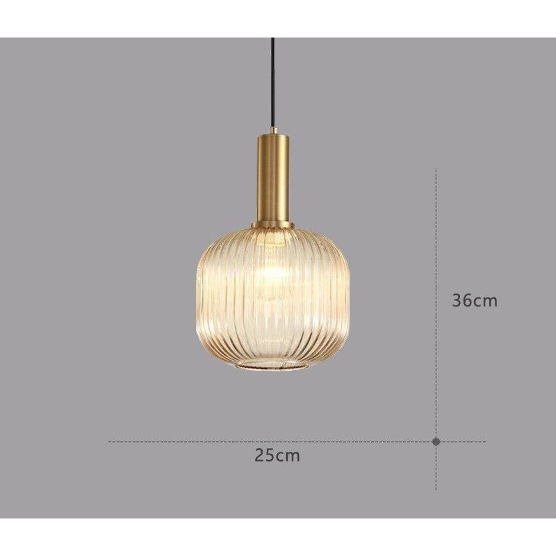 Suspension en verre côtelé Vintage 1 lumière Or E27 | Restfield