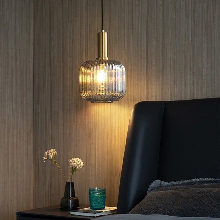 Suspension en verre côtelé Vintage 1 lumière Or E27 | Restfield