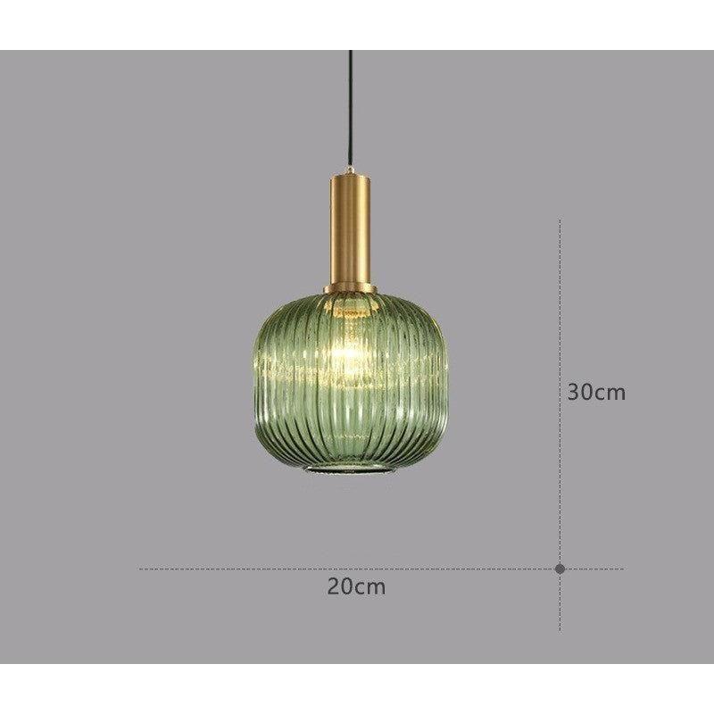 Suspension en verre côtelé Vintage 1 lumière Or E27 | Restfield