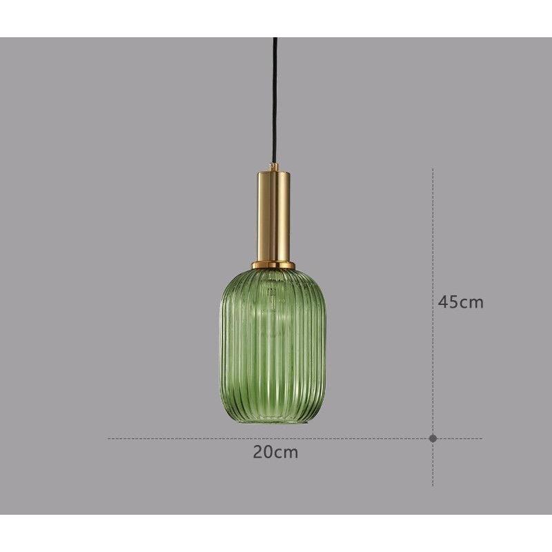 Suspension en verre côtelé Vintage 1 lumière Or E27 | Restfield