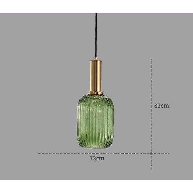 Suspension en verre côtelé Vintage 1 lumière Or E27 | Restfield