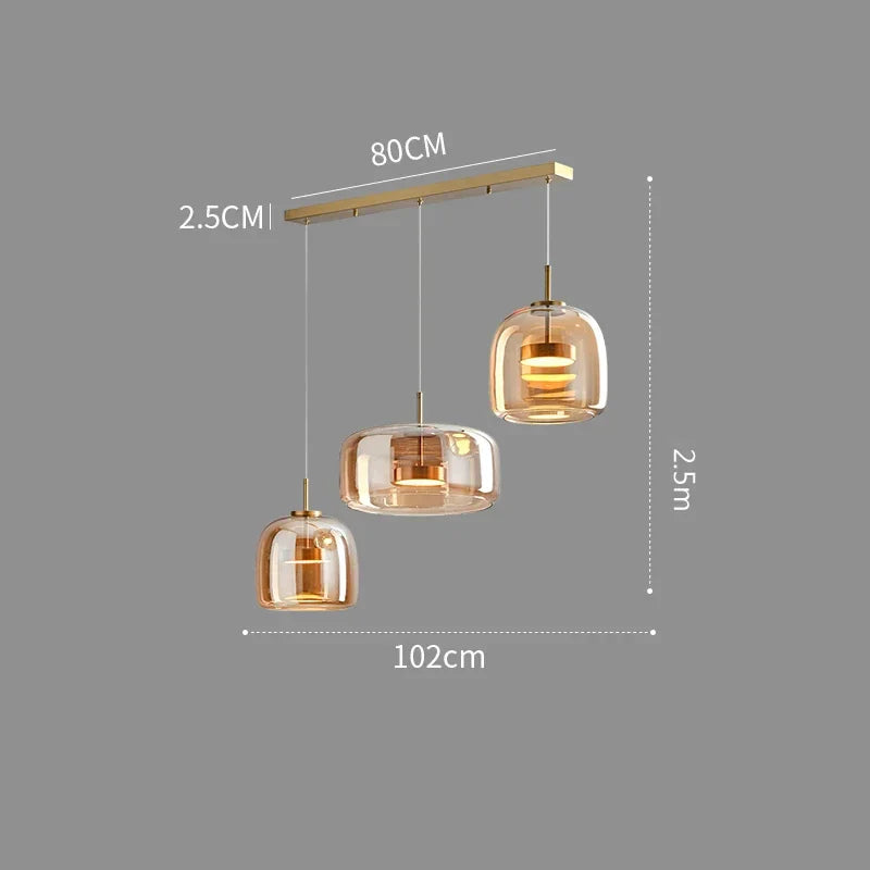 Suspension nordique verre LED cognac gris fumé Scandinave | Restfield