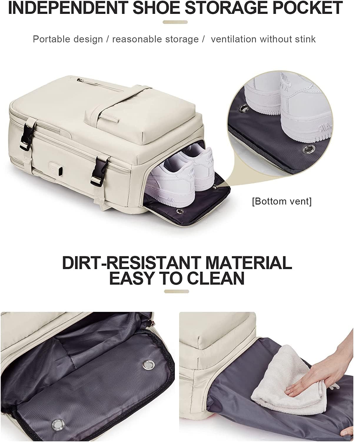 Waterbestendige Reistas 40L met Schoenenvak en USB-Poort – Geschikt voor Laptops tot 35,56 cm | Sansoti