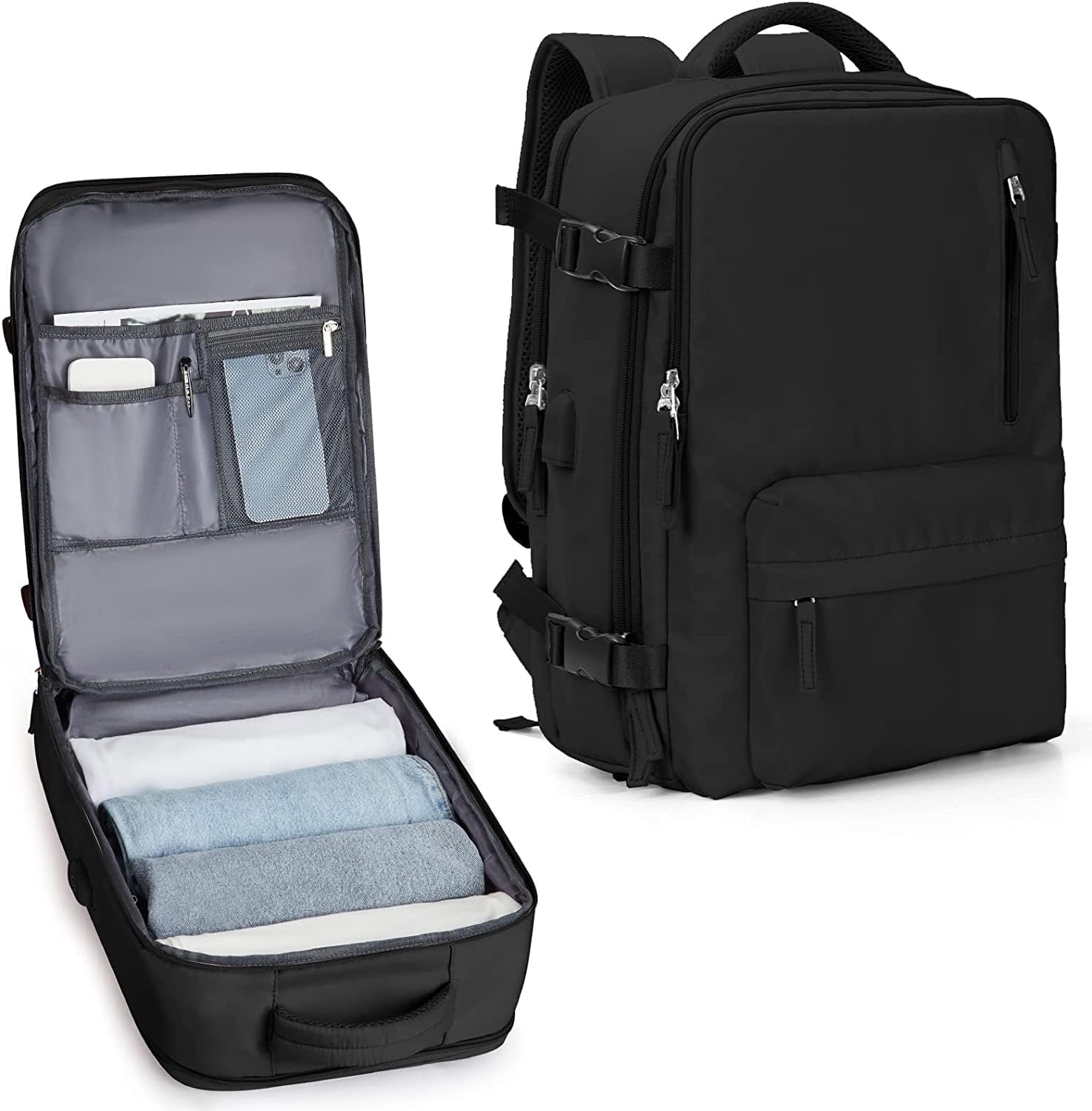 Waterbestendige Reistas 40L met Schoenenvak en USB-Poort – Geschikt voor Laptops tot 35,56 cm | Sansoti