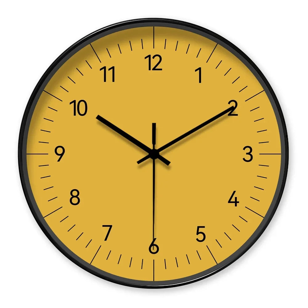 Wandklok Geel Stil Uurwerk 25-35cm Scandinavisch Minimalistisch Design Analoog Woonkamer Slaapkamer Keuken | Sansoti