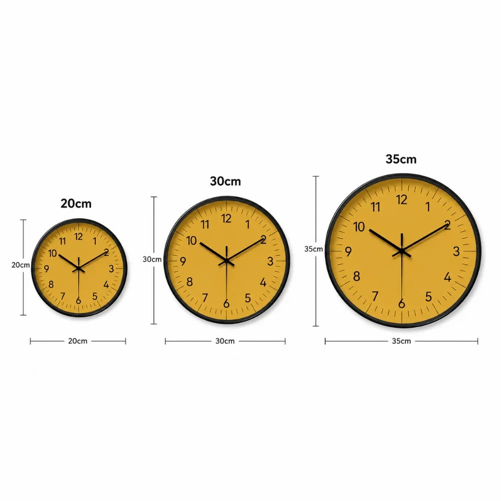 Wandklok Geel Stil Uurwerk 25-35cm Scandinavisch Minimalistisch Design Analoog Woonkamer Slaapkamer Keuken | Sansoti