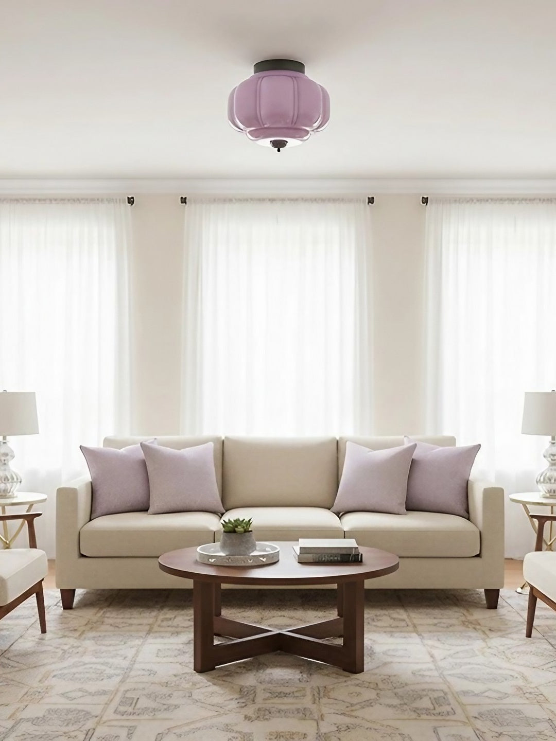 Retro Plafondlamp met Melkglazen Kap – Verfijnde Semi-Flush Mount Verlichting voor Moderne Interieurs | Sansoti