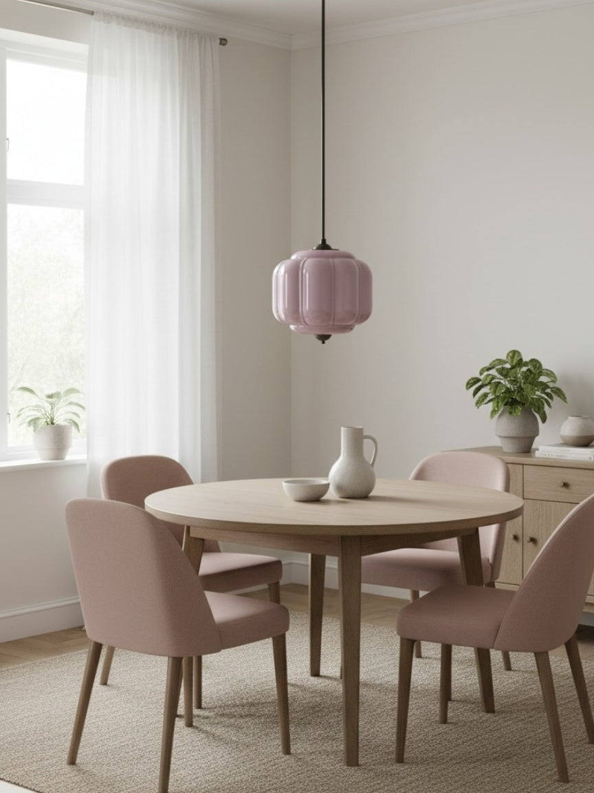 Vintage Kroonluchter met Crèmekleurige Glazen Kappen – Hanglamp in Retro-Stijl voor Eetkamer & Woonkamer | Sansoti